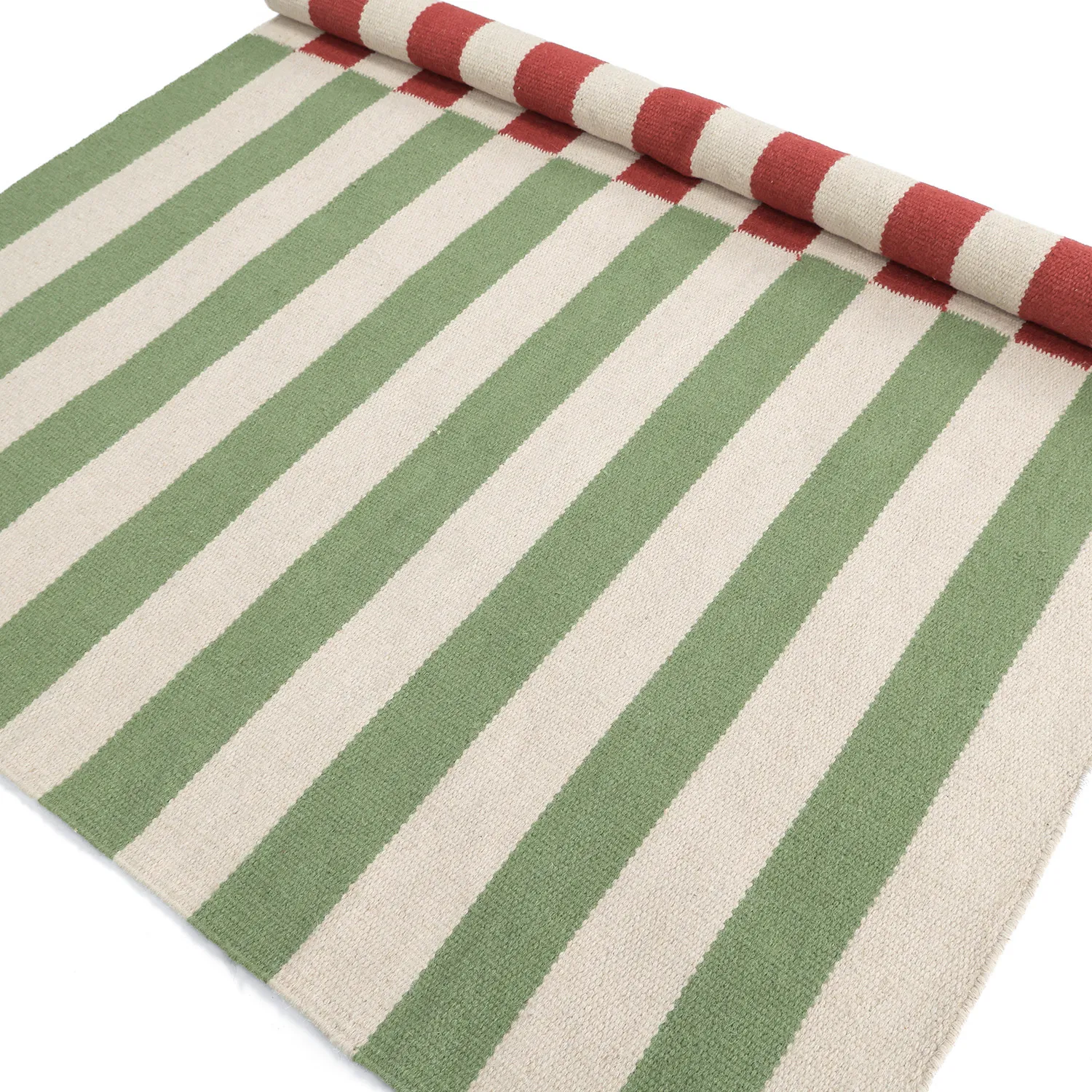 Tapis de laine - Peniche (crème/vert/rouge)