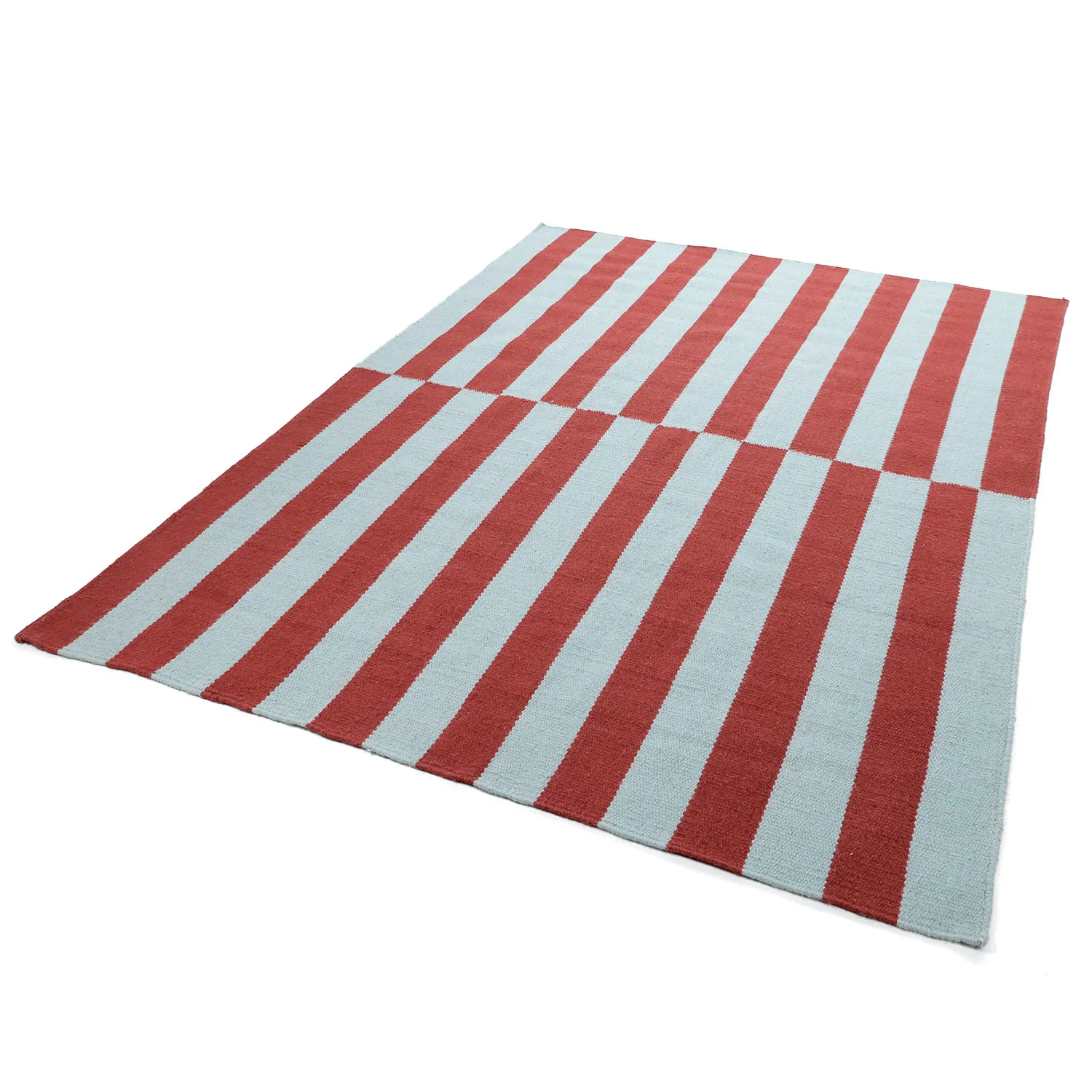 Tapis de laine - Peniche (bleu clair/rouge)