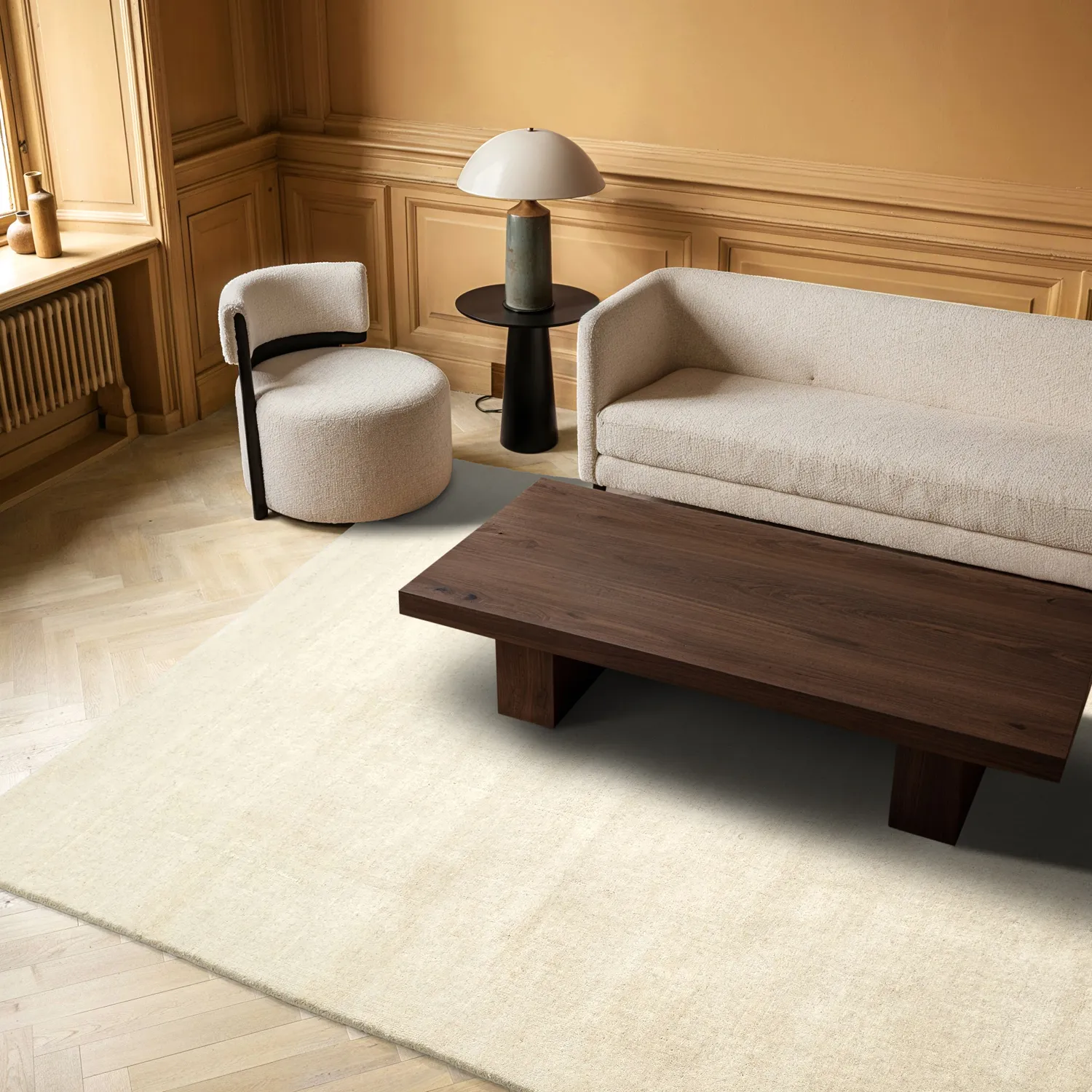 Tapis en laine - Rozel Handloom Wool Premium (crème)