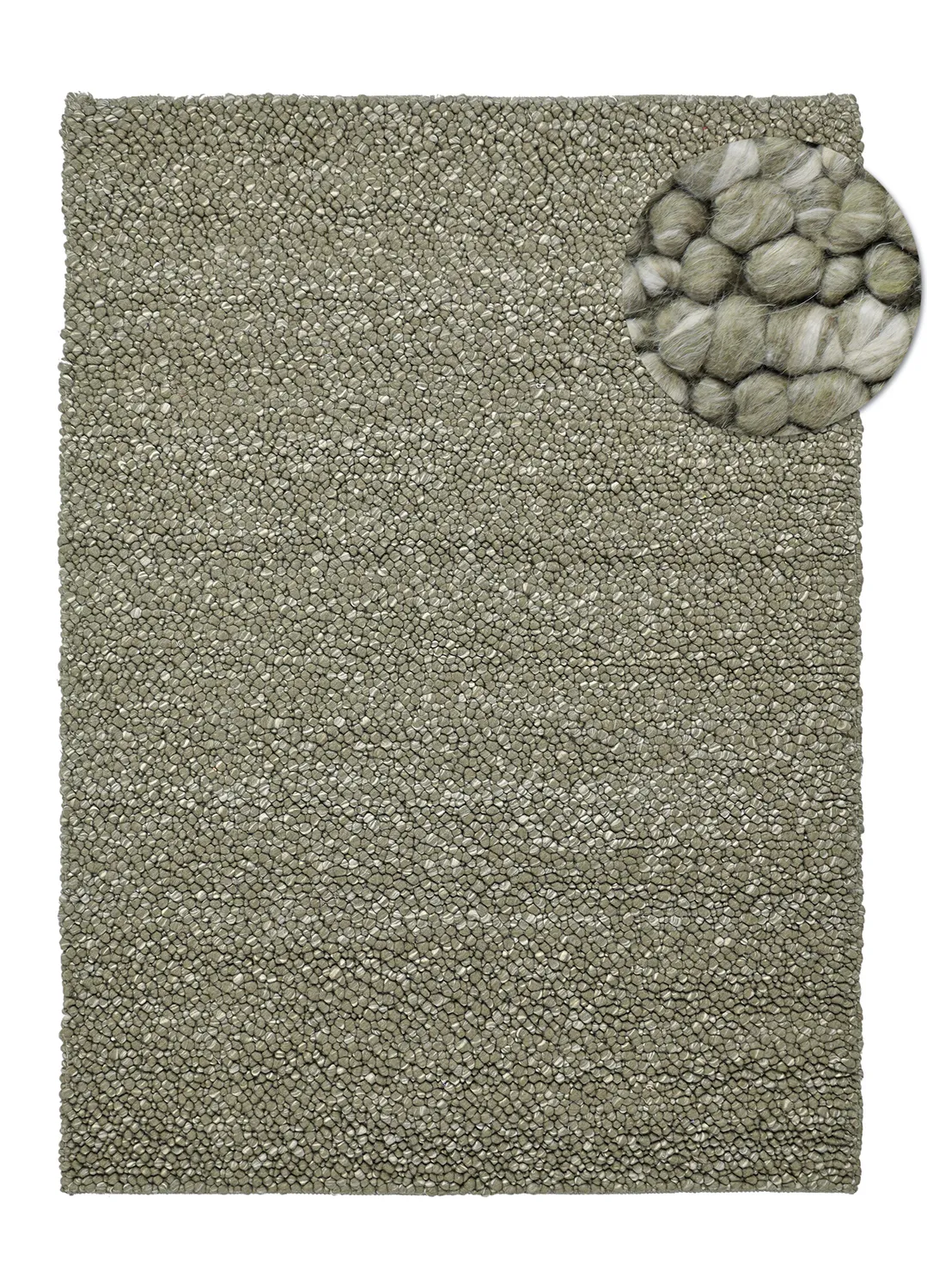 Tapis de laine - Sala Irregular Wool Bubble (vert mousse/blanc mélange)