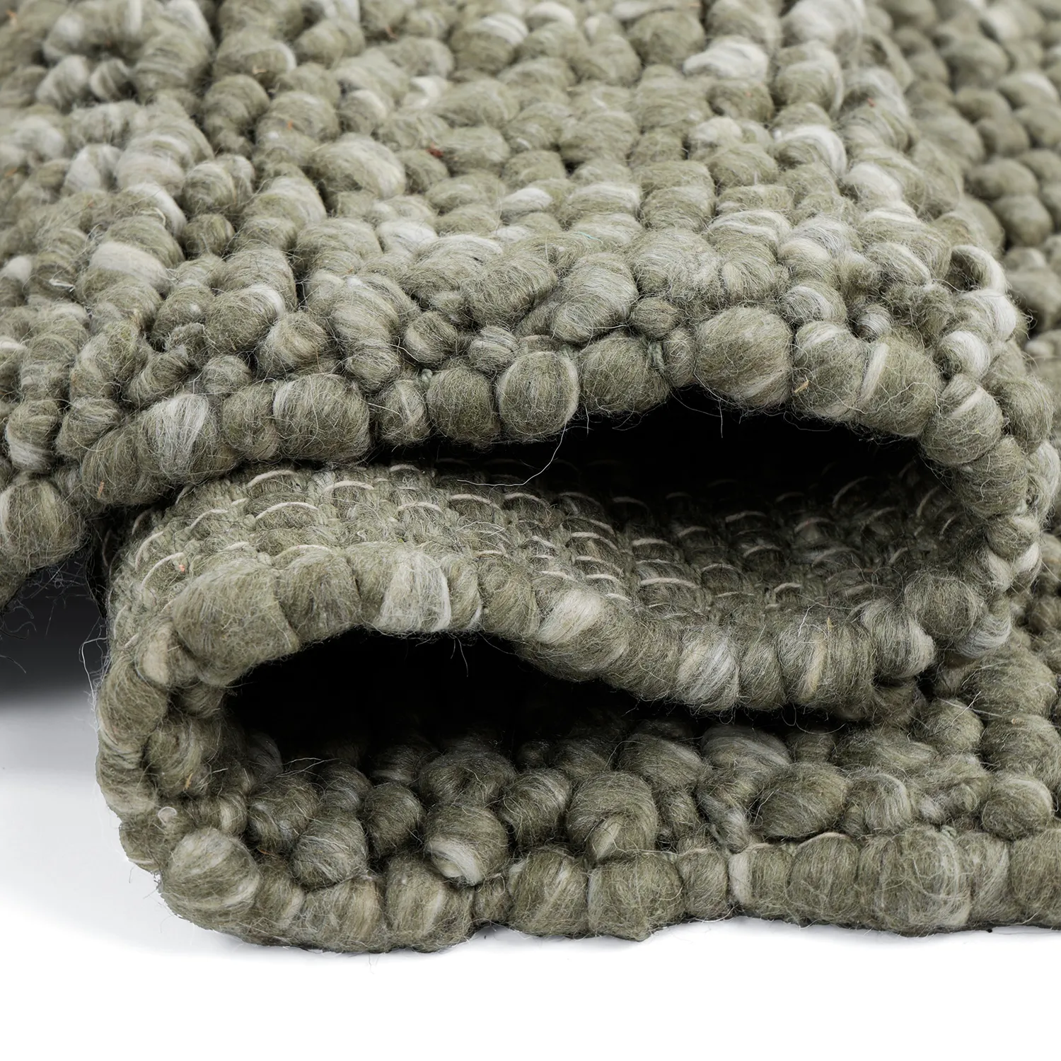 Tapis de laine - Sala Irregular Wool Bubble (vert mousse/blanc mélange)