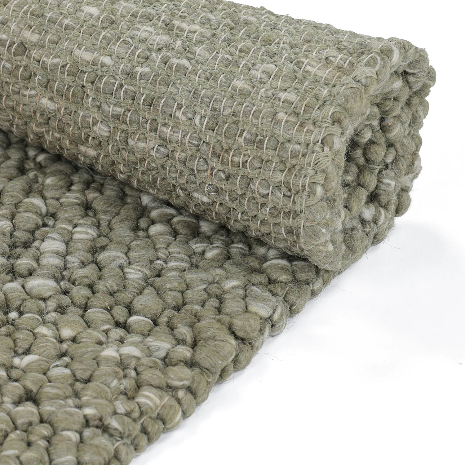 Tapis de laine - Sala Irregular Wool Bubble (vert mousse/blanc mélange)