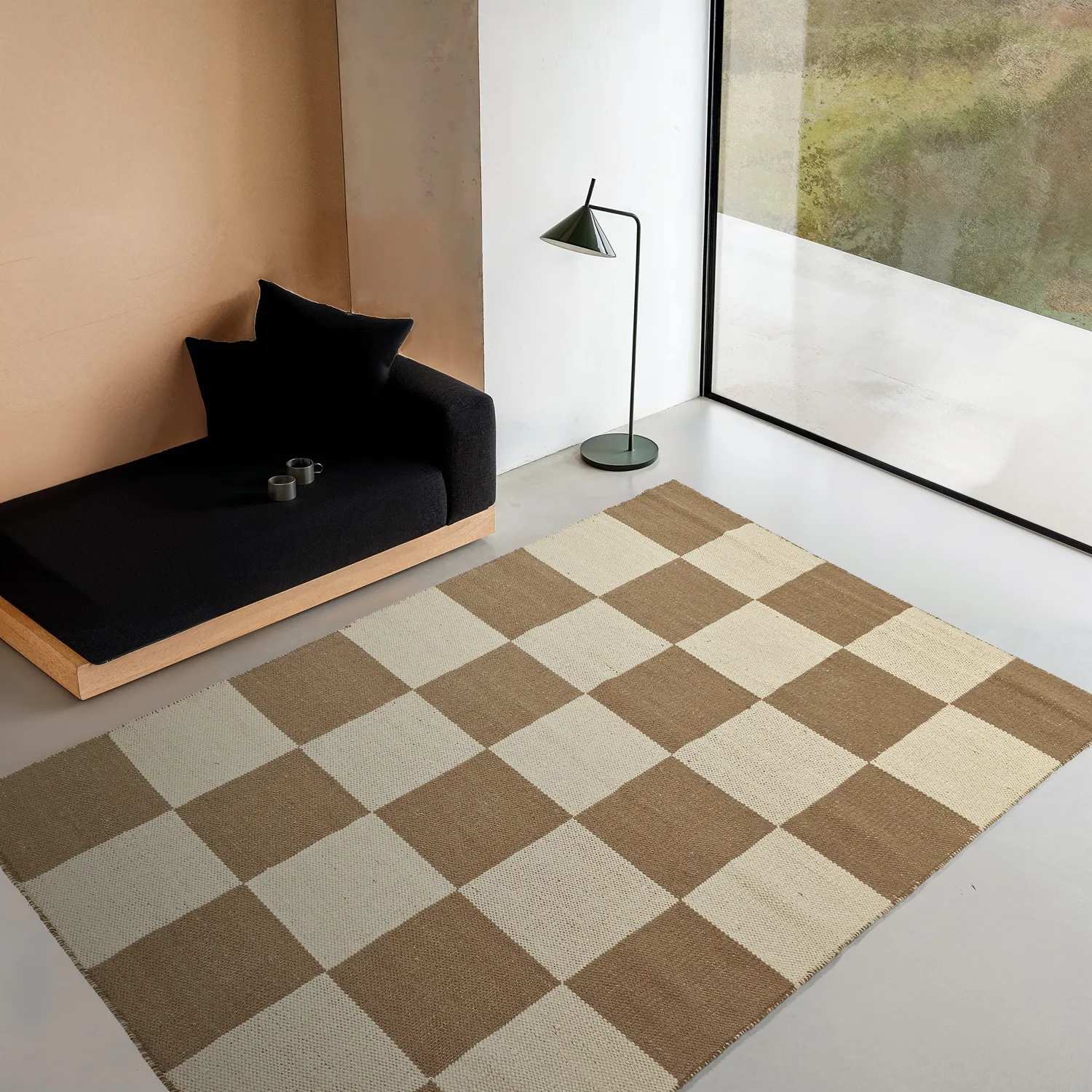 Tapis en laine - Scacco (marron/beige)