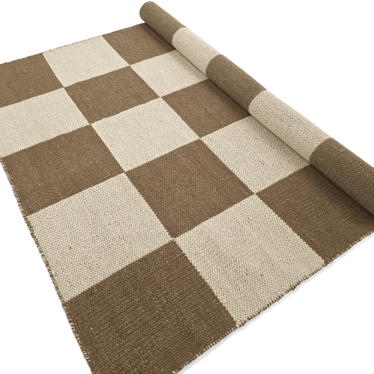 Tapis en laine - Scacco (marron/beige)