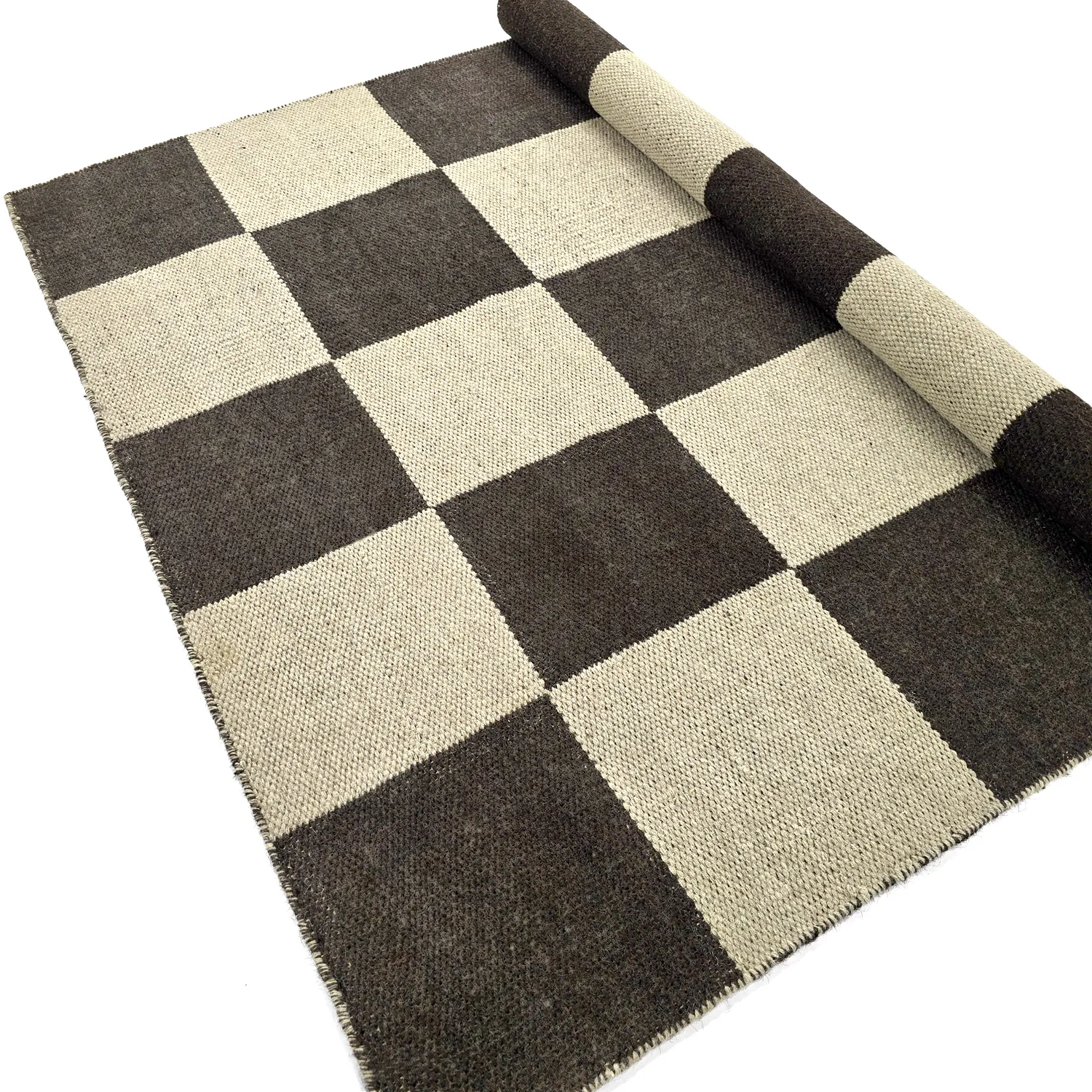 Tapis en laine - Scacco (noir/beige)