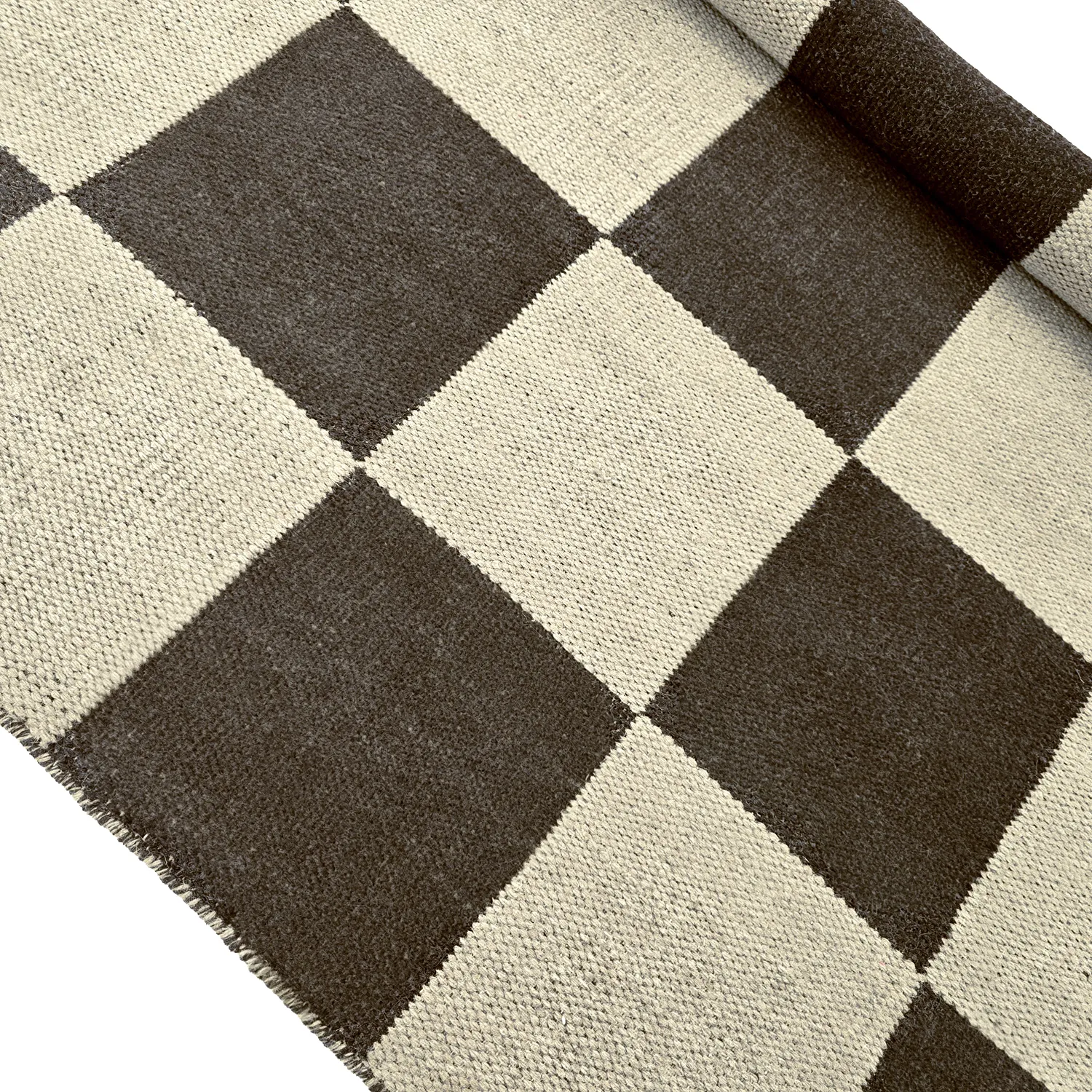 Tapis en laine - Scacco (noir/beige)