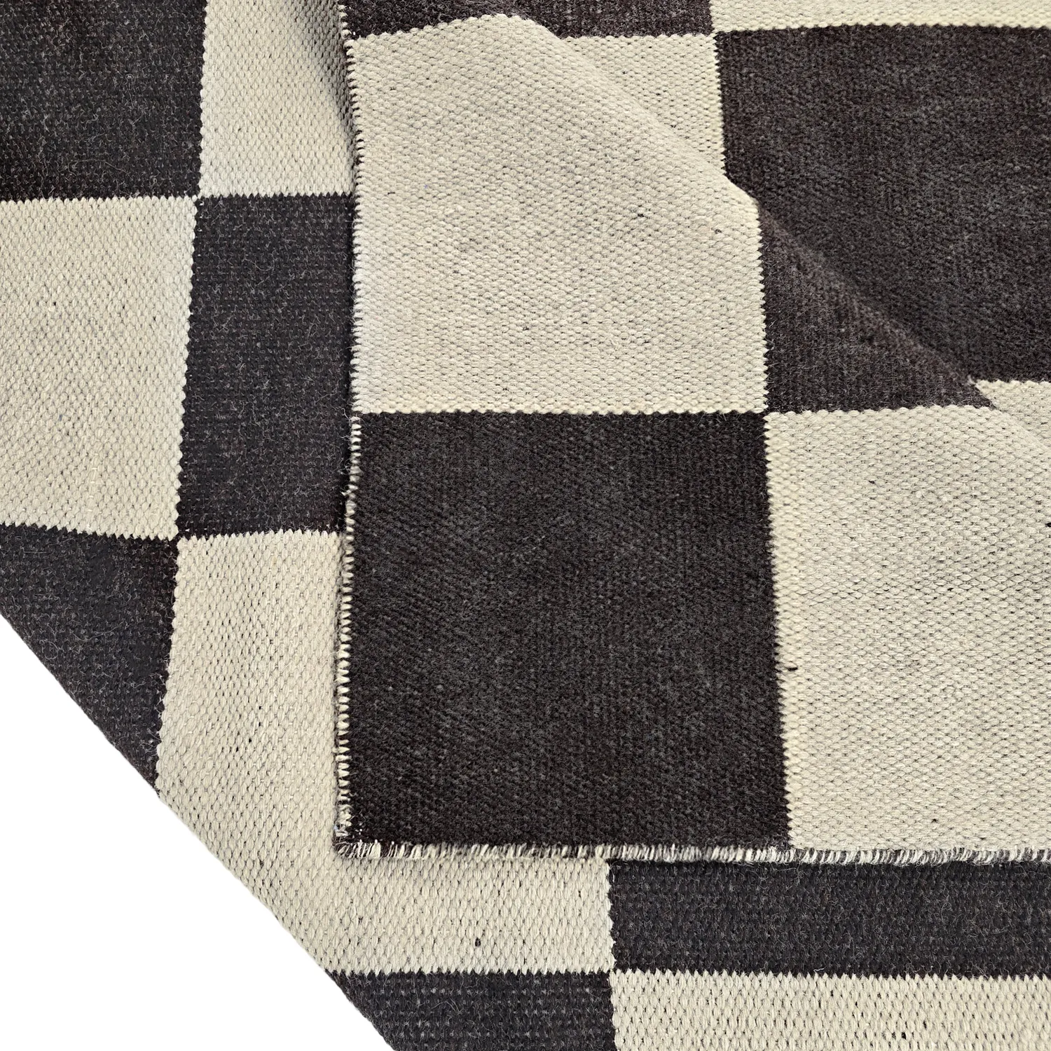 Tapis en laine - Scacco (noir/beige)