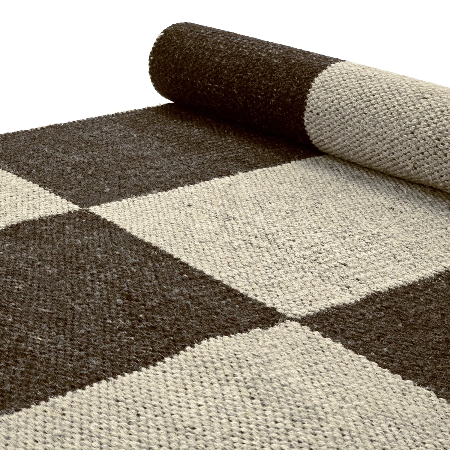 Tapis en laine - Scacco (noir/beige)