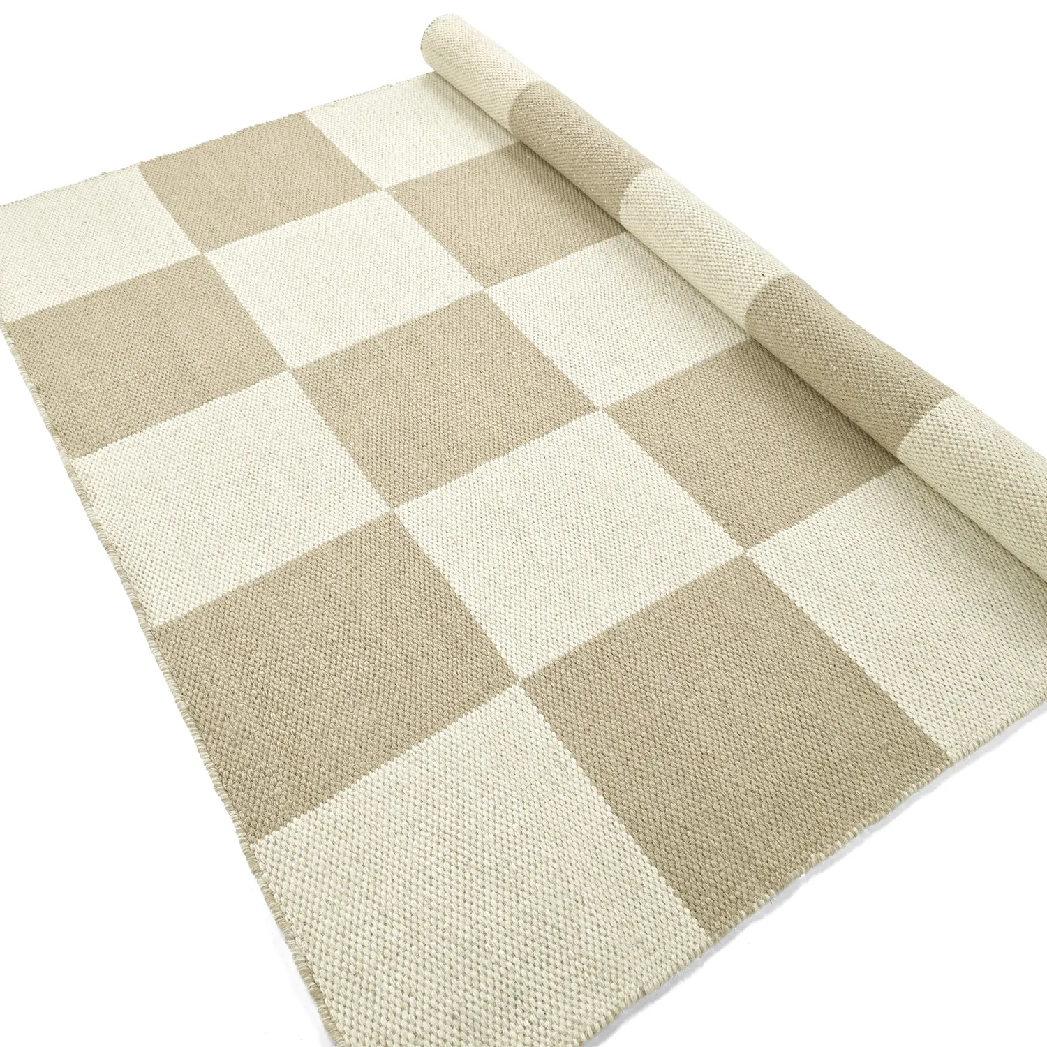 Tapis en laine - Scacco (blanc/beige)