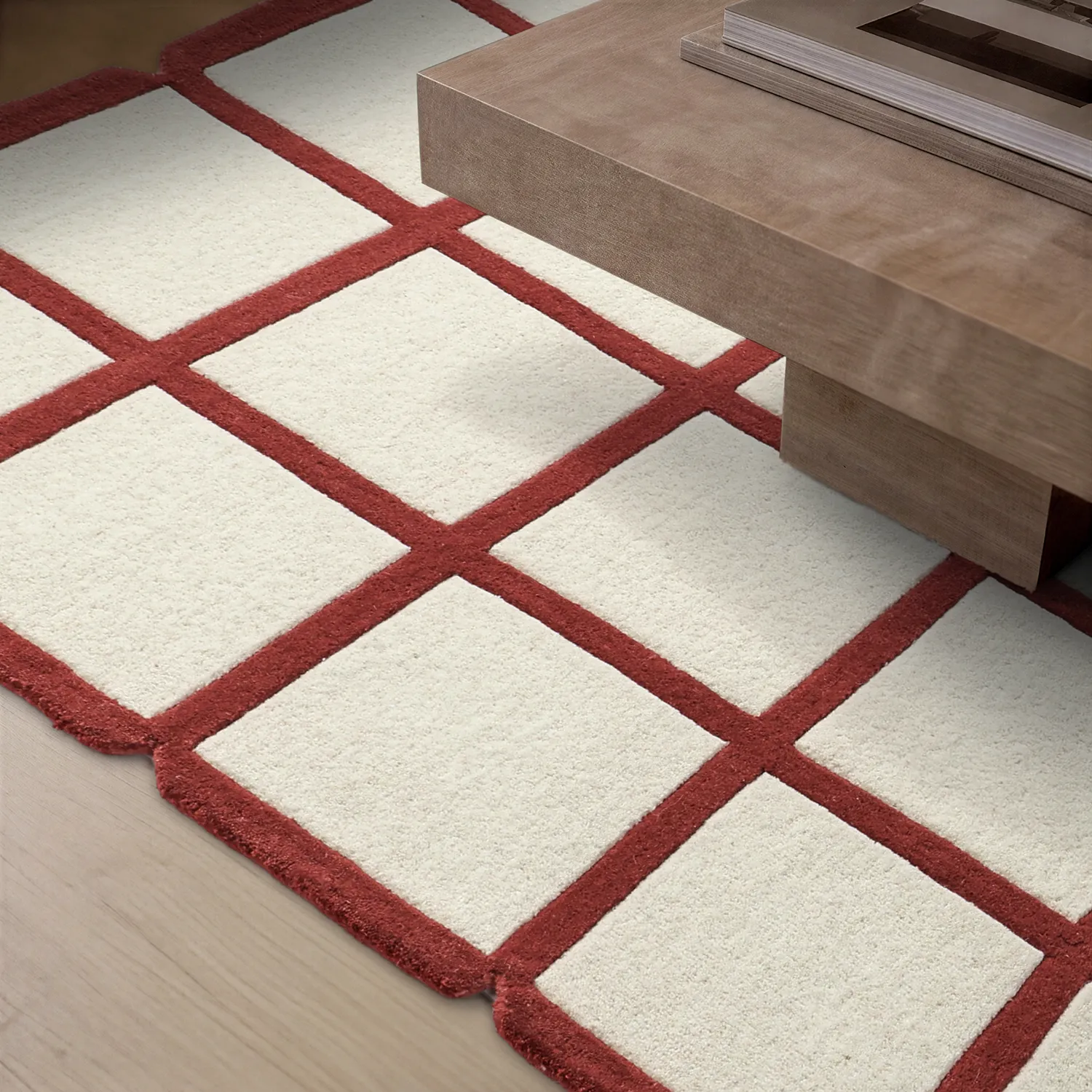 Tapis de laine - Syl Hand Tufted Wool Premium (rouge/blanc)