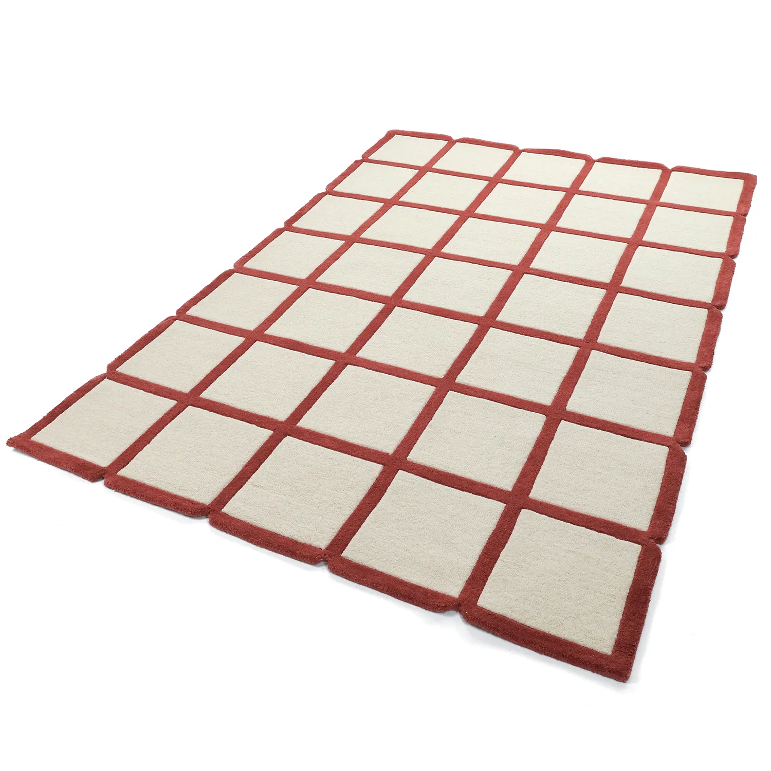 Tapis de laine - Syl Hand Tufted Wool Premium (rouge/blanc)