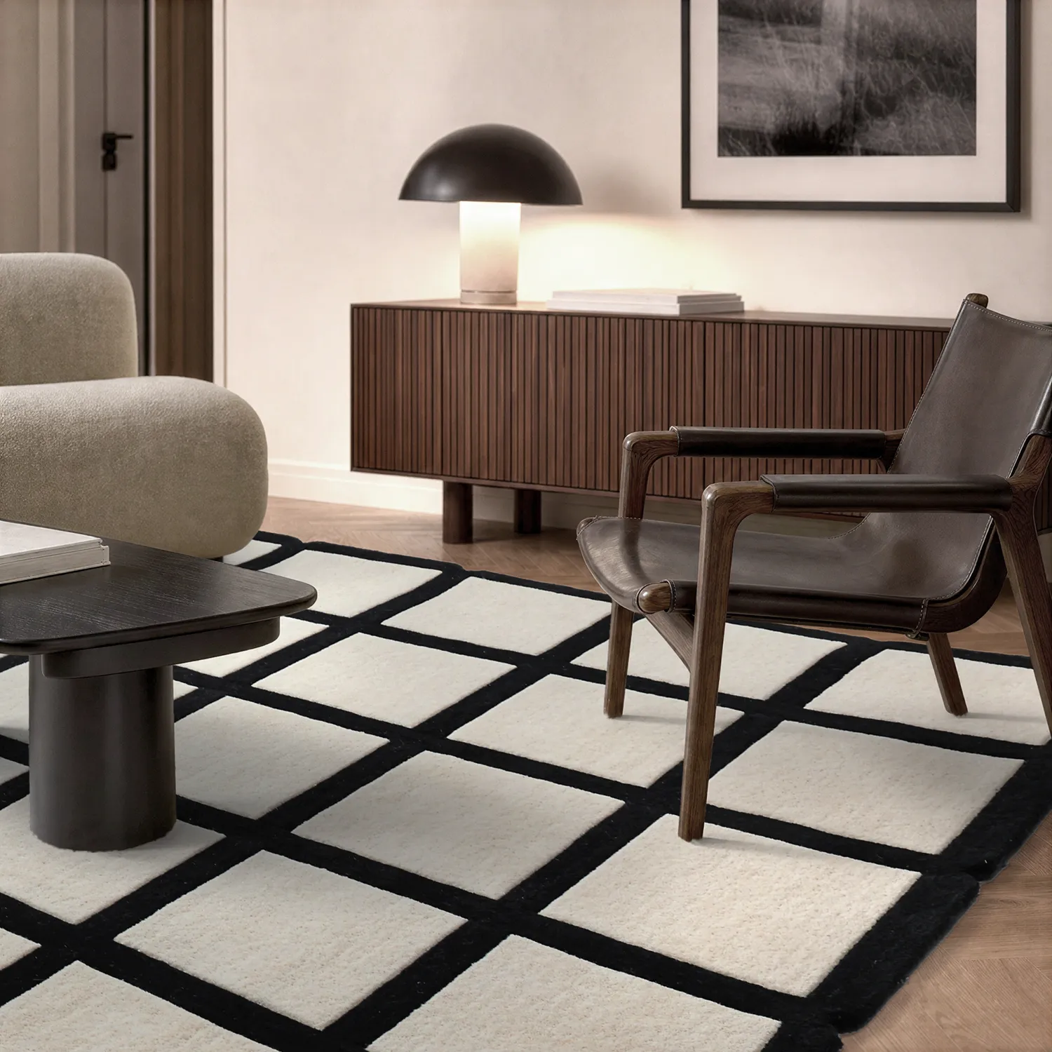 Tapis de laine - Syl Hand Tufted Wool Premium (noir/blanc)
