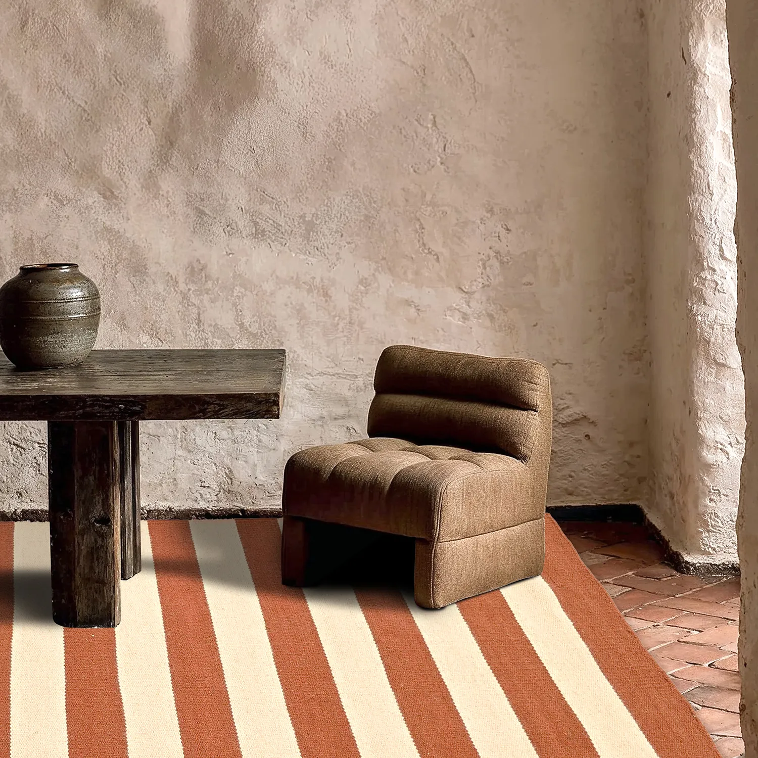 Tapis de laine - Torquay (cannelle/blanc)