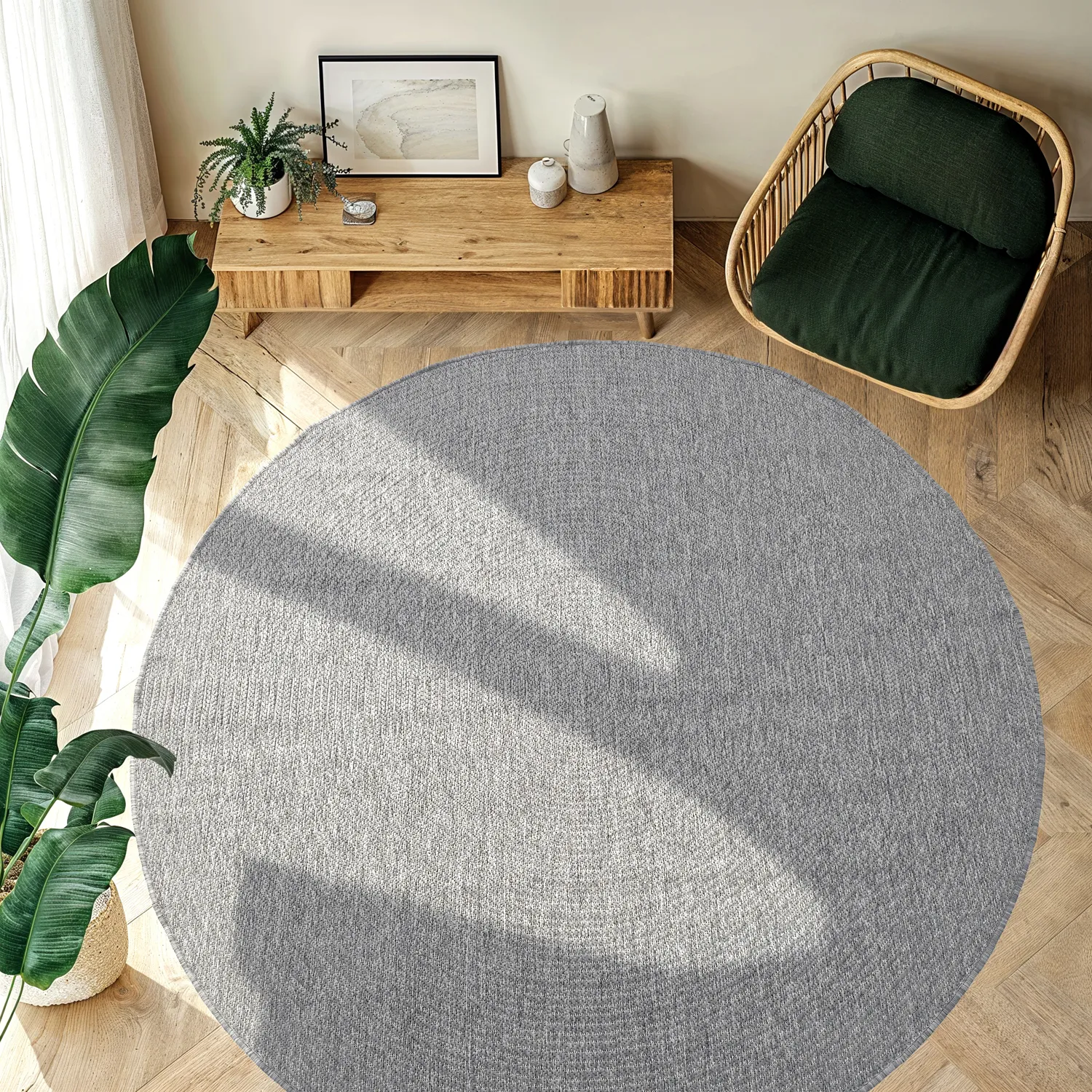 Tapis rond - Intérieur/Extérieur Arlo (gris)