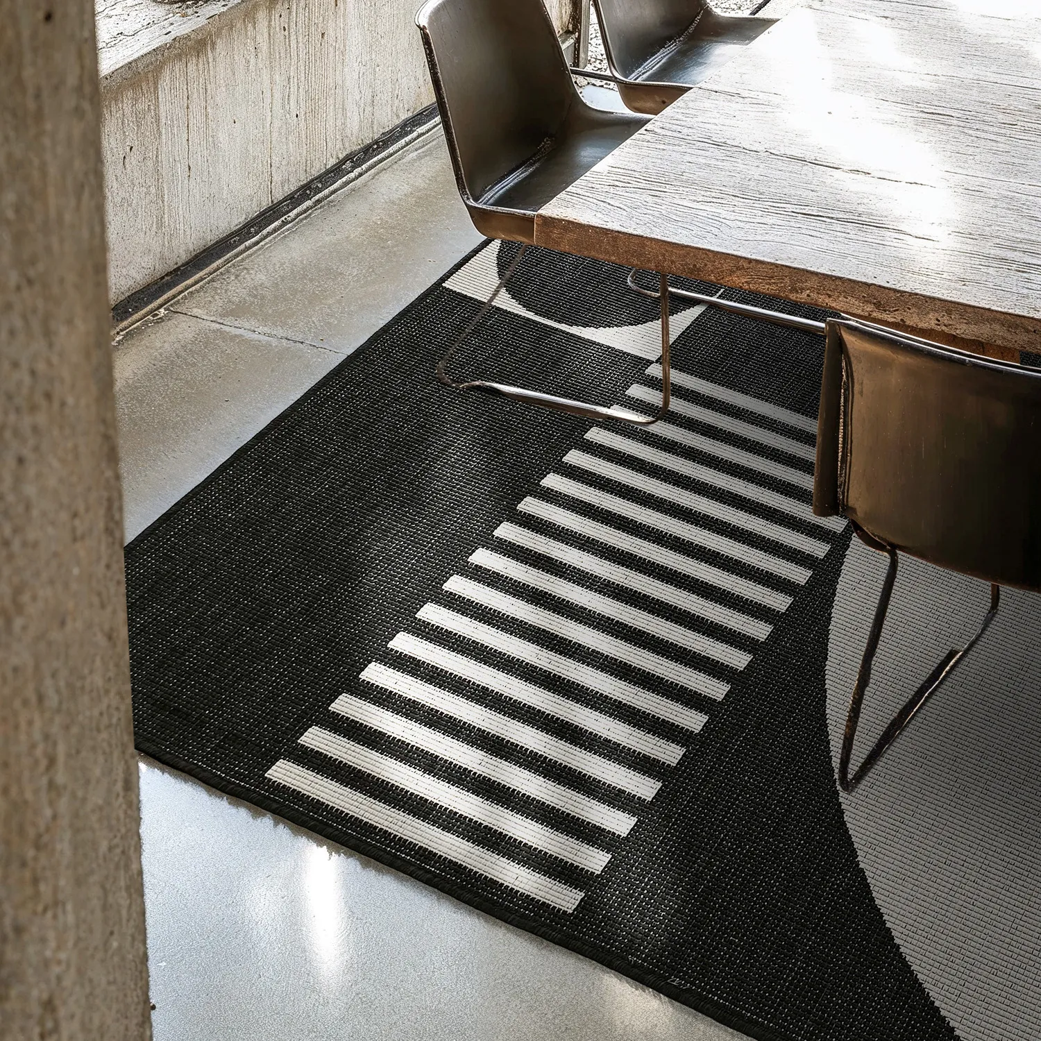 Tapis d’intérieur et d’extérieur - Aurora (noir/blanc)
