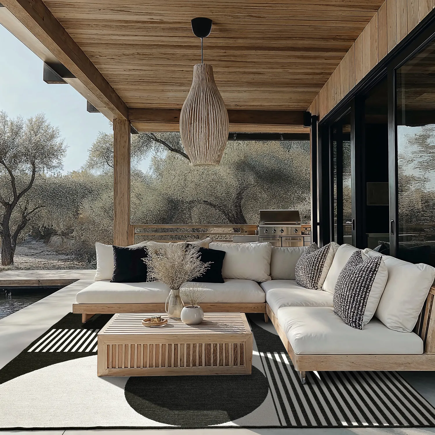 Tapis d’intérieur et d’extérieur - Aurora (noir/blanc)