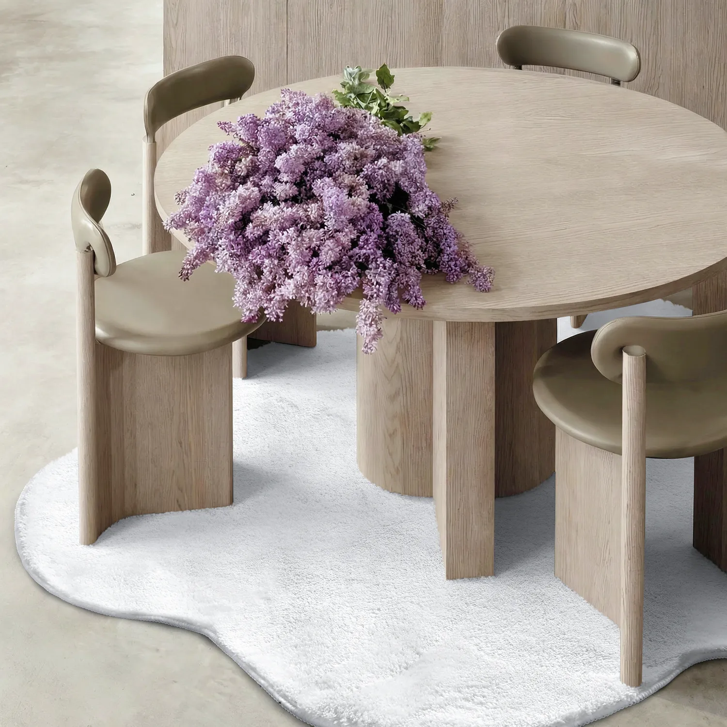 Tapis Rond Ondulé - Aranga Super Soft Fur (blanc)