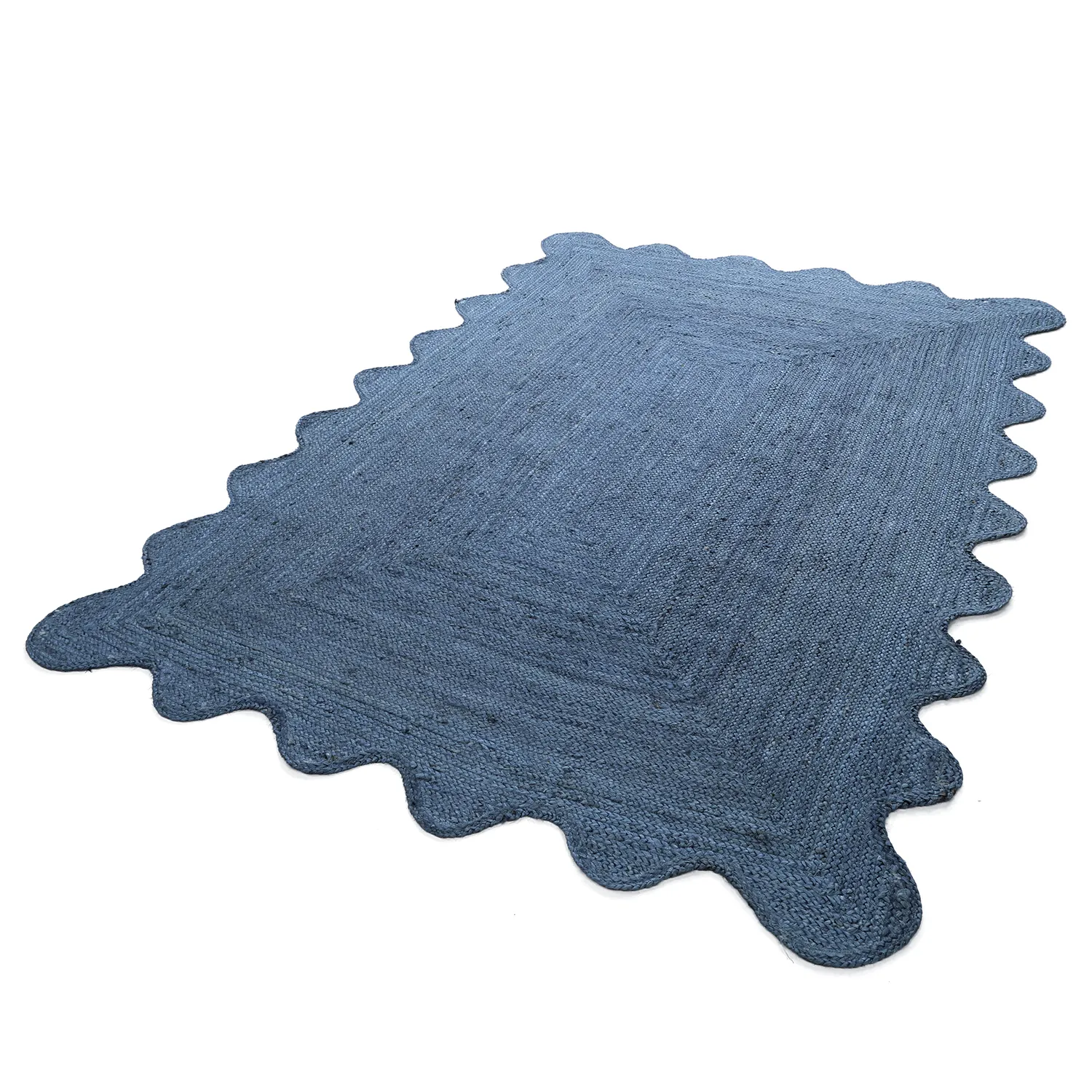 Tapis en jute ondulé - San Francisco (bleu)
