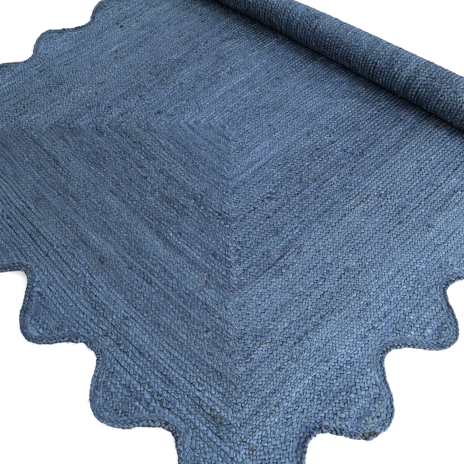 Tapis en jute ondulé - San Francisco (bleu)