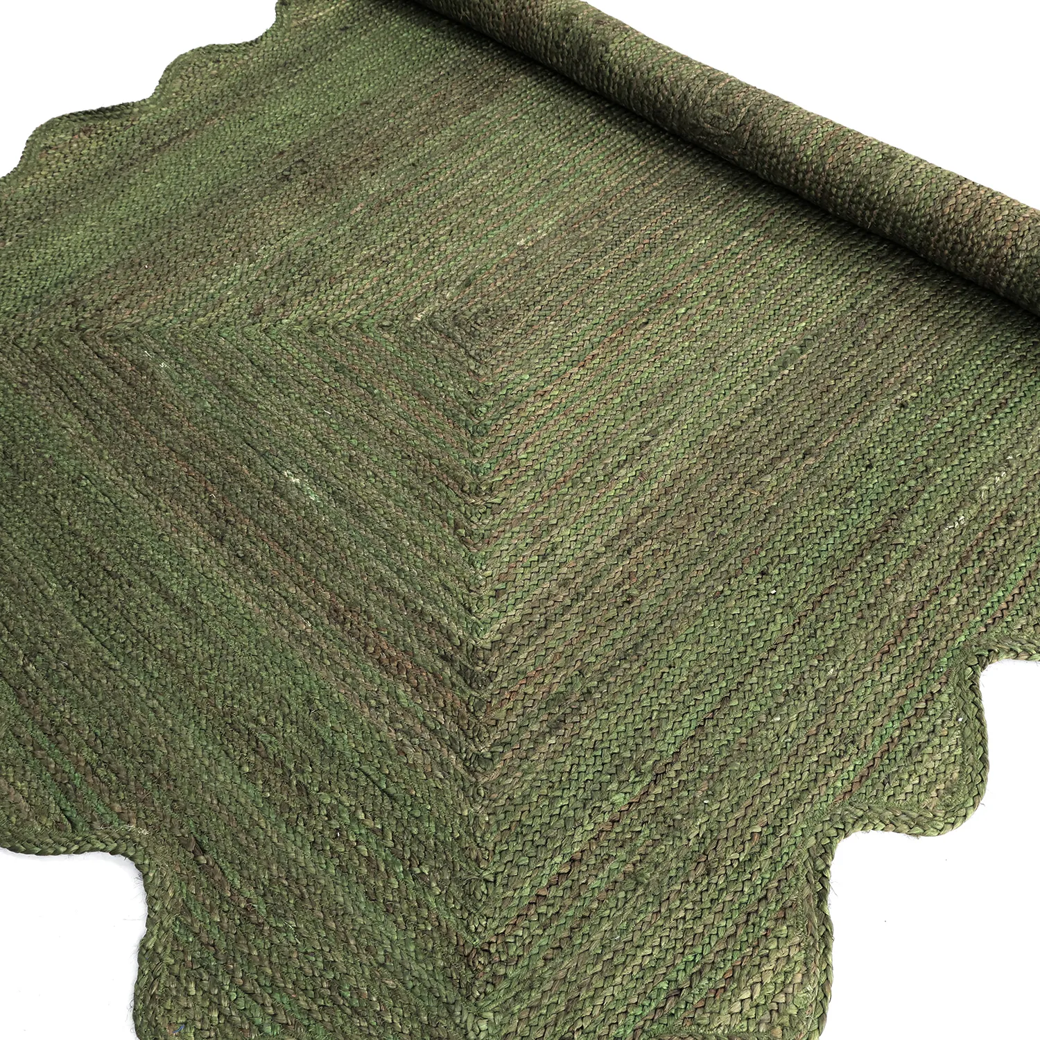 Tapis en jute ondulé - San Francisco (vert militaire)