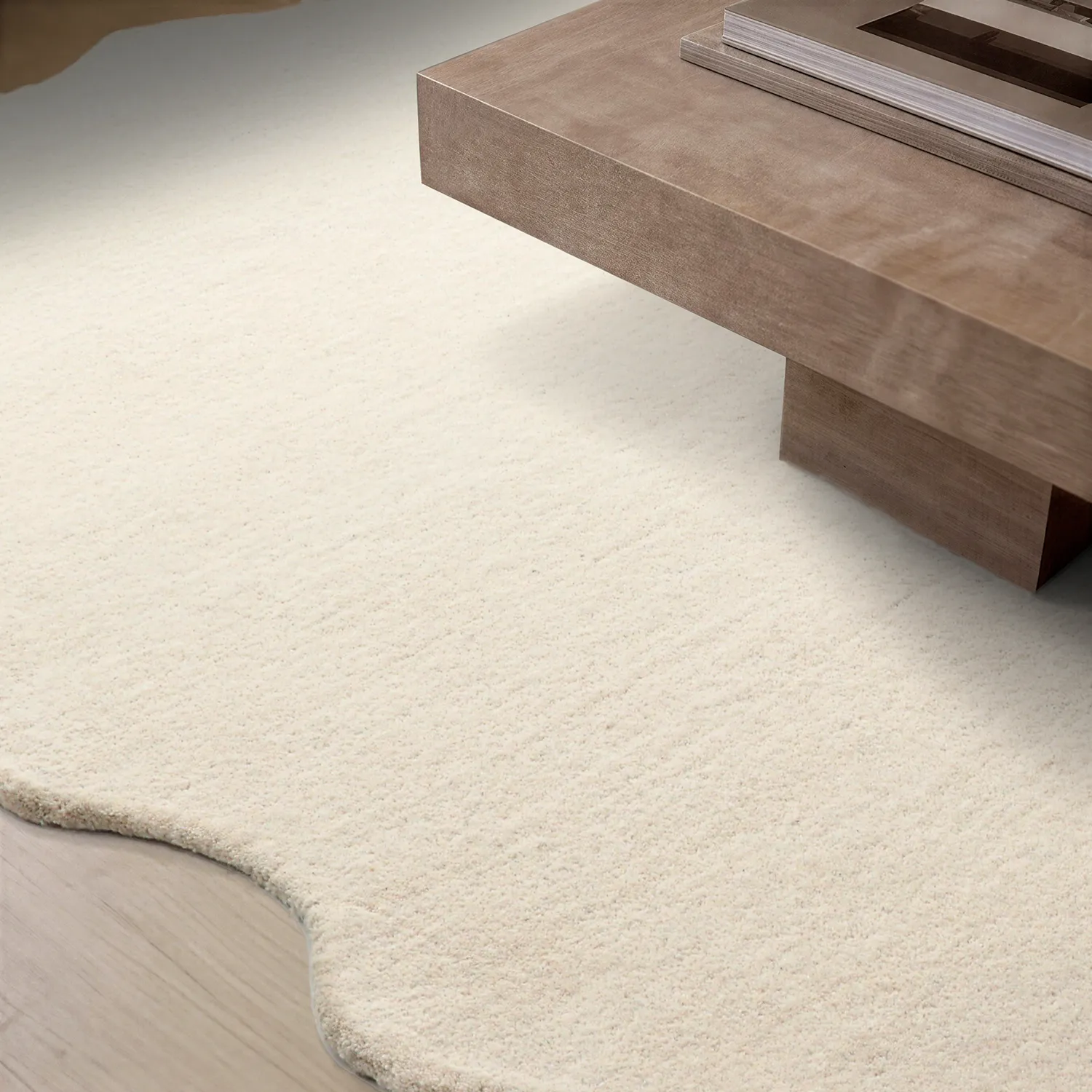 Tapis en laine ondulée - Diu Hand Tufted Wool Premium (crème)