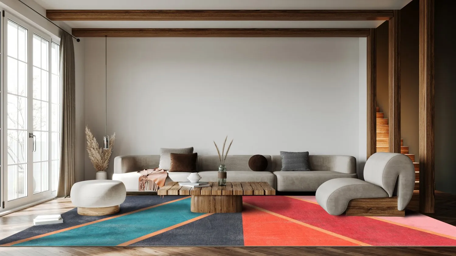 Tapis Wilton - Sanya (rouge/multicolore)