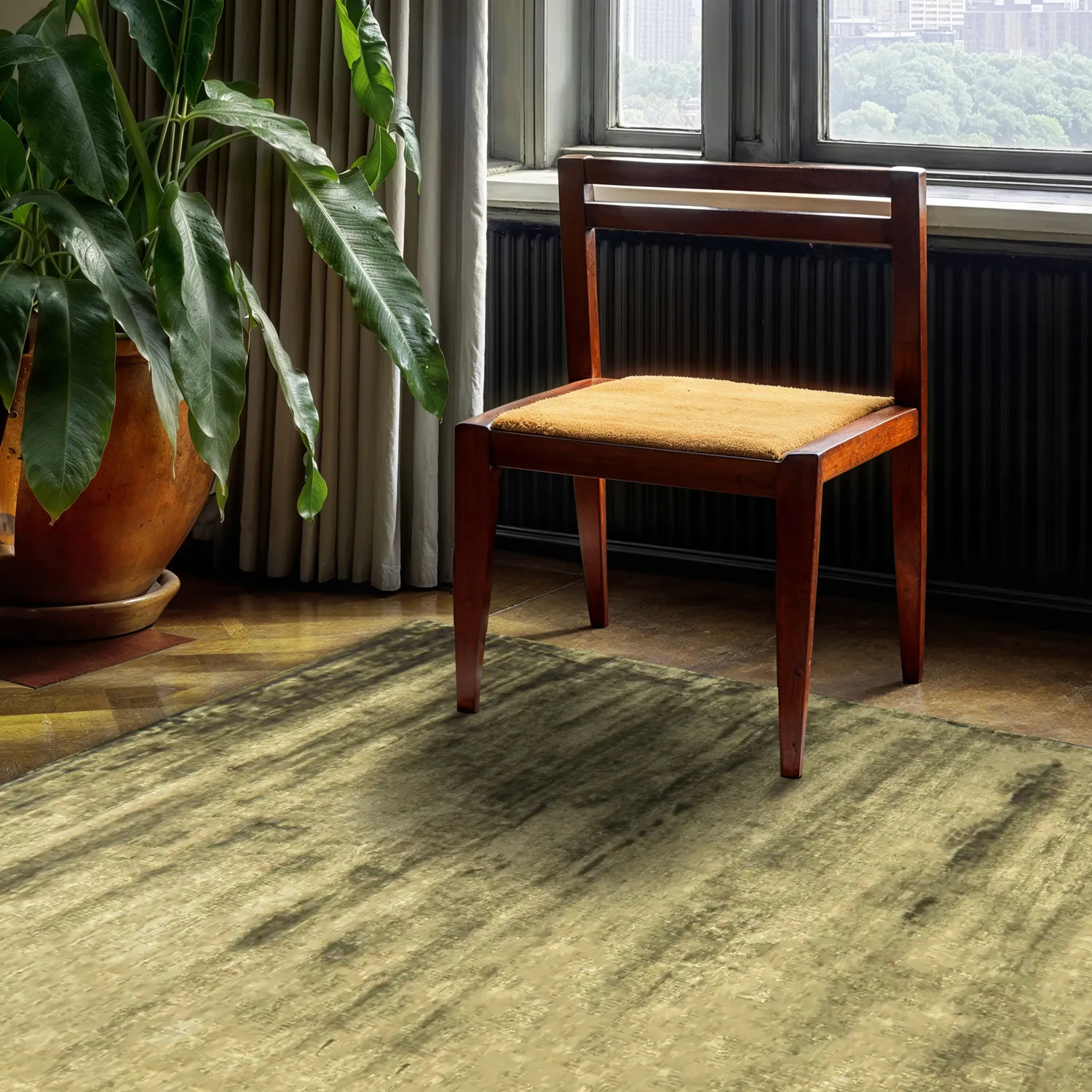 Tapis en viscose - Jodhpur Special Luxury Edition (vert olive)