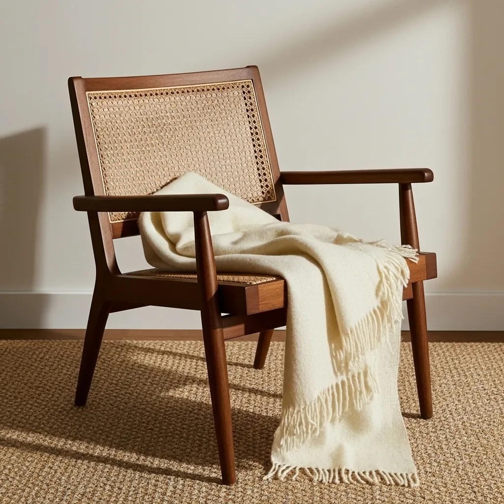 Plaid en mélange de laine - Samantha (blanc cassé)