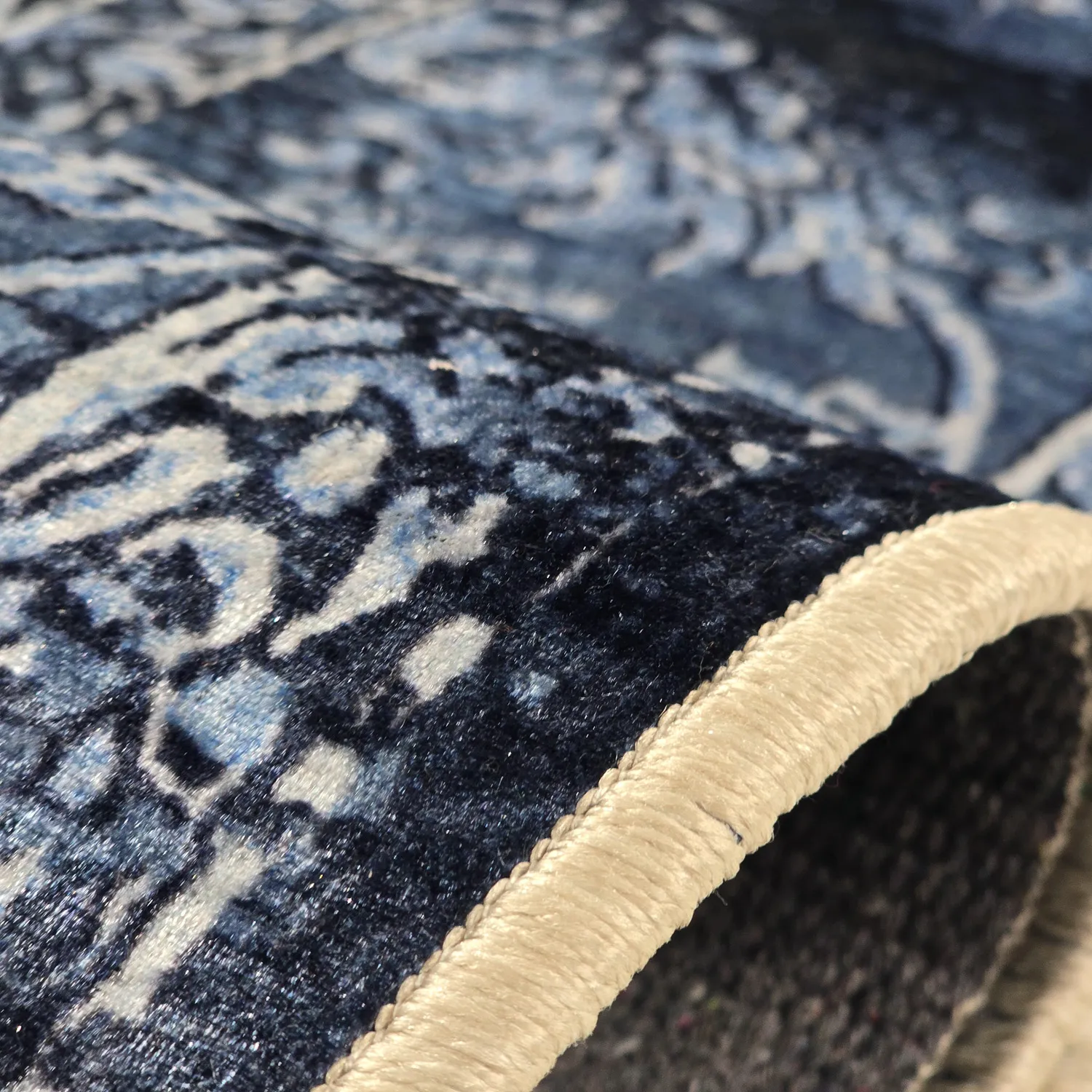 Tapis Wilton - Flowers (bleu)