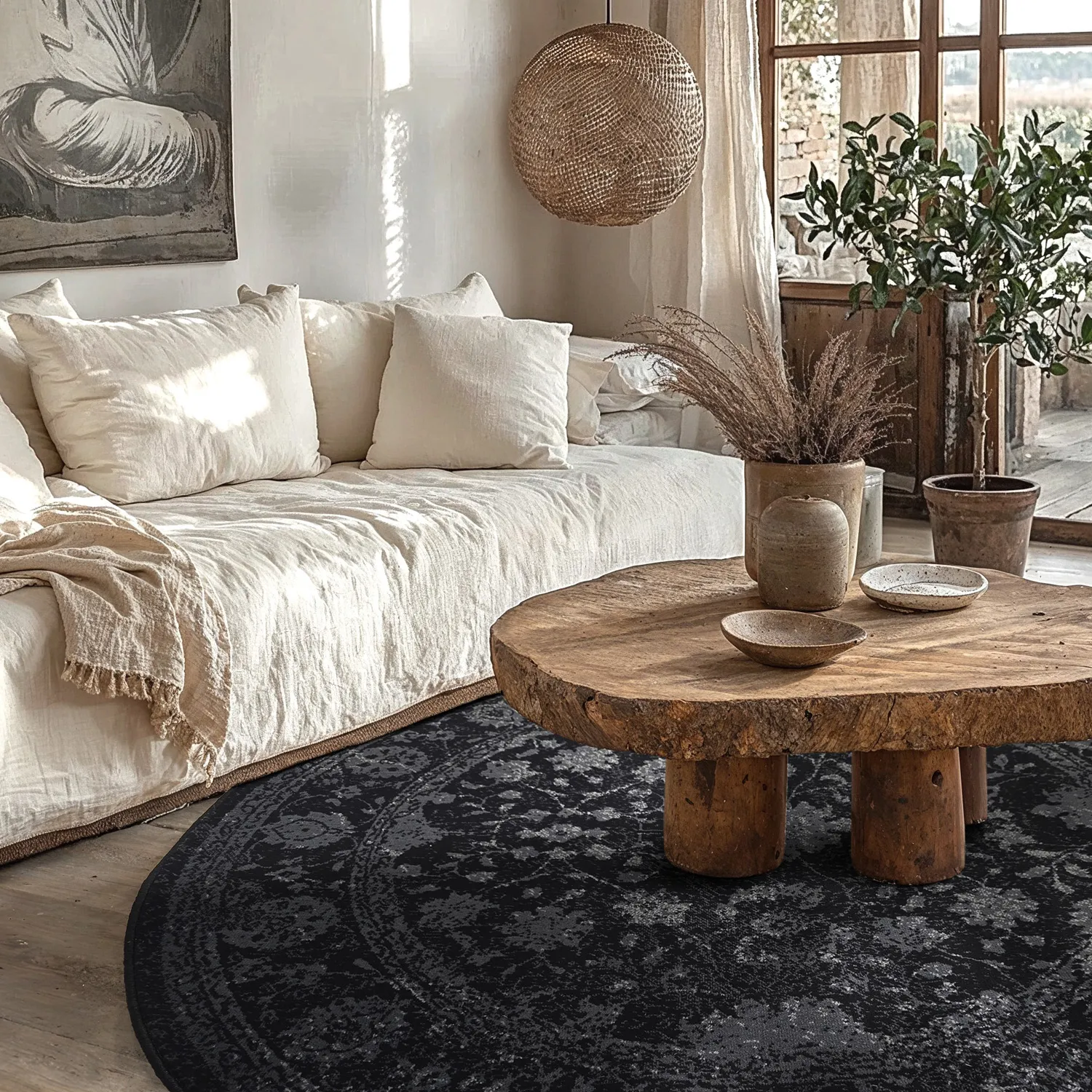 Tapis rond - Peking Majestic (noir)