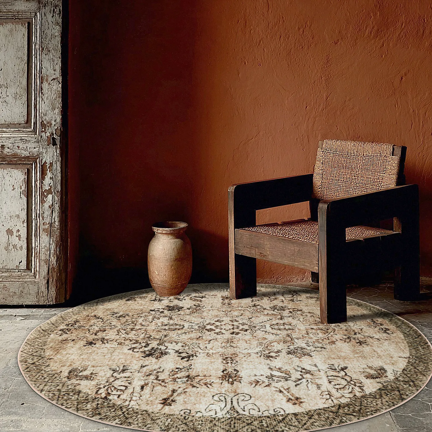 Tapis rond - Rosalie (marron)