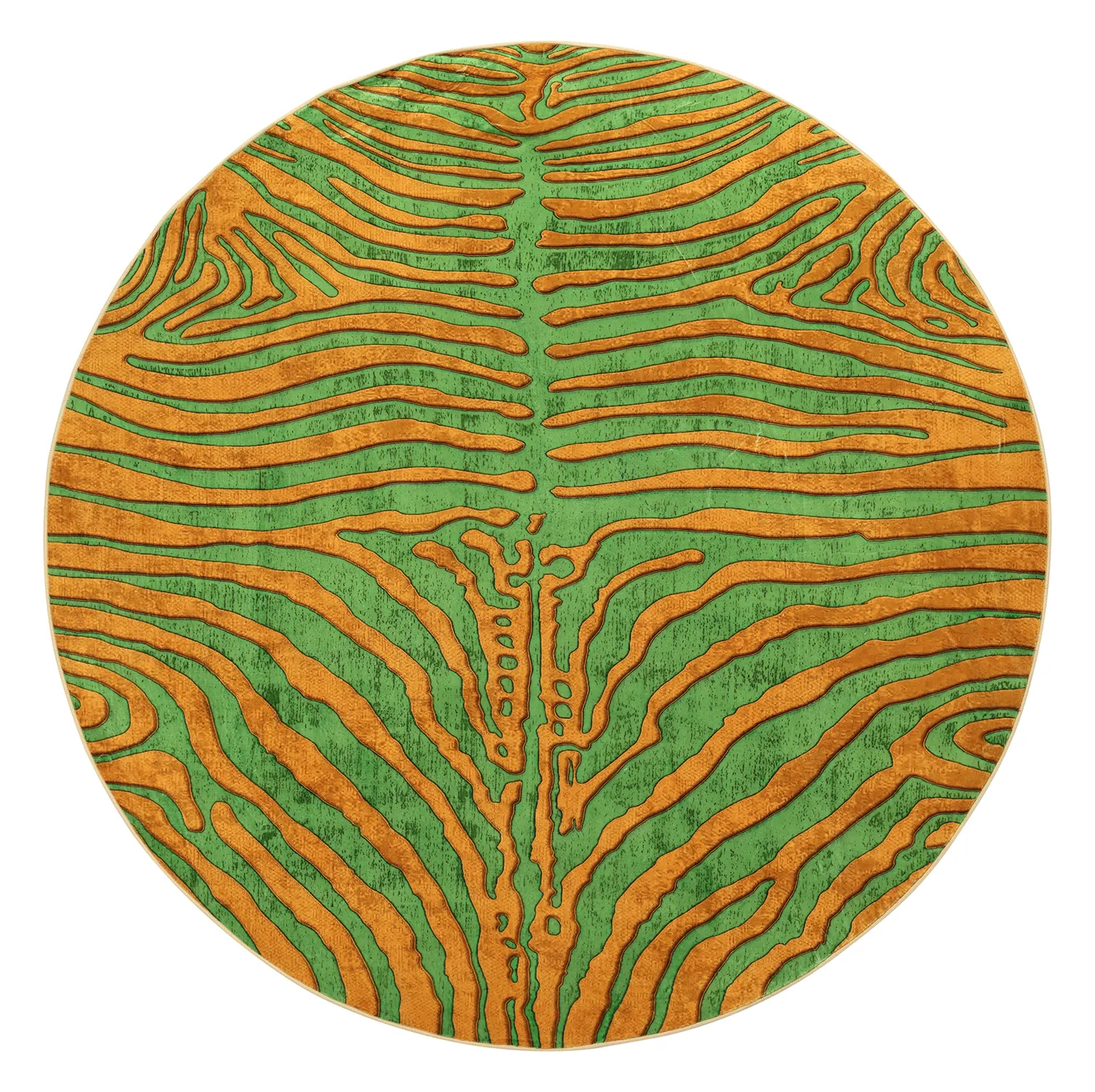 Tapis rond - Zebra (vert/orange)