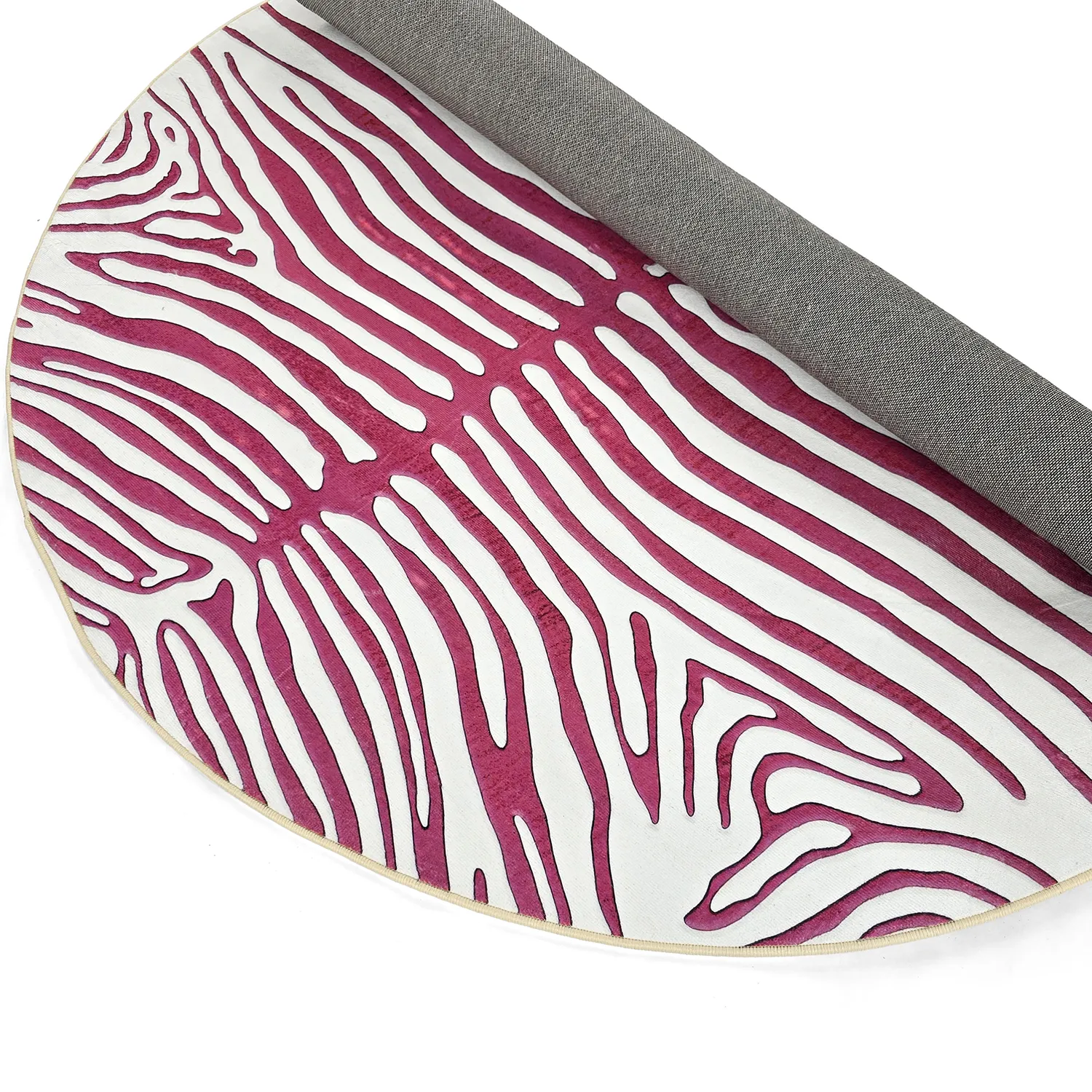 Tapis rond - Zebra (rose)