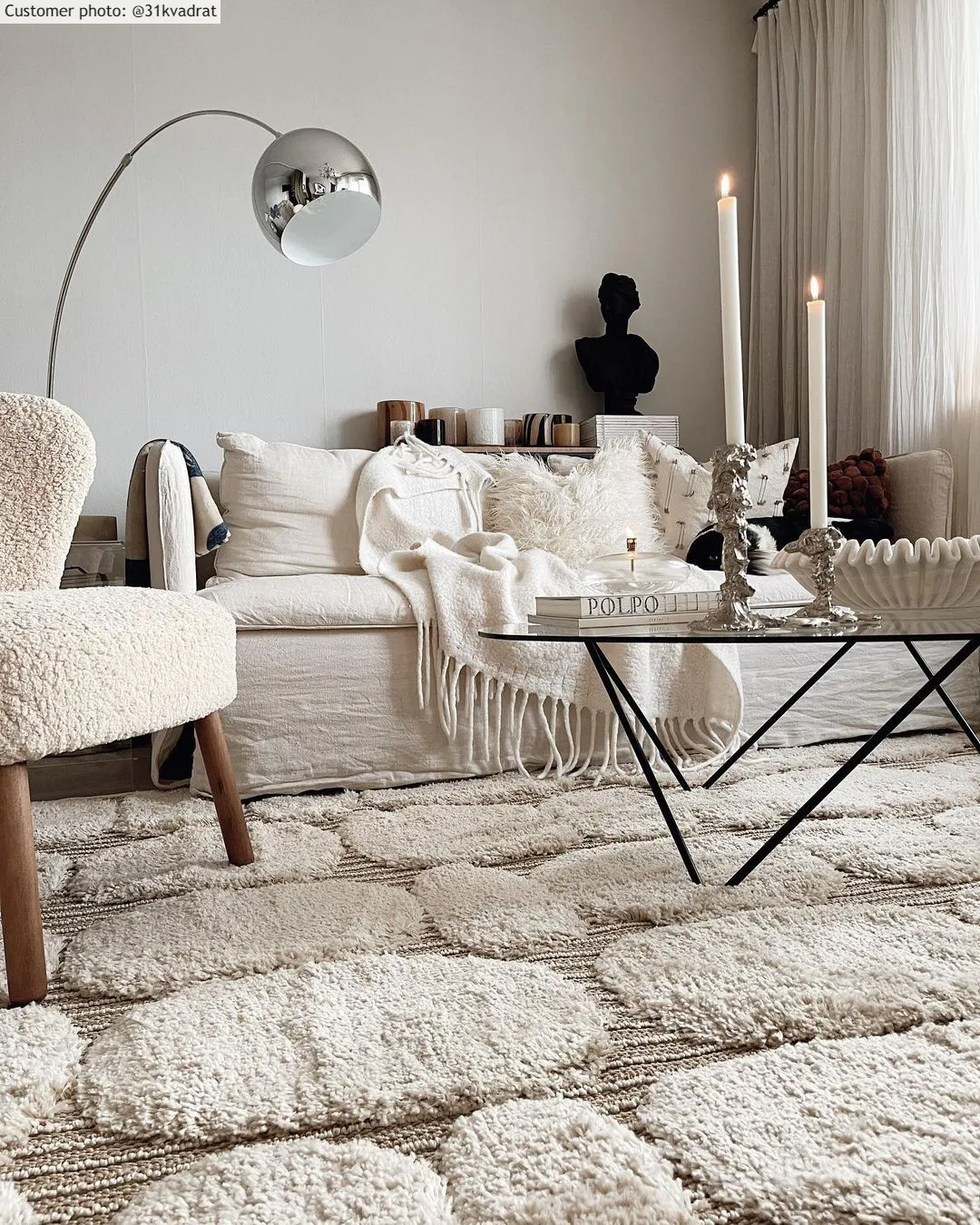 Tapis à poils longs - Fondi (beige)