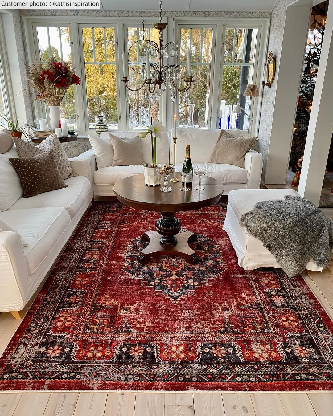 Tapis Wilton - Soussi (rouge/multicolore)