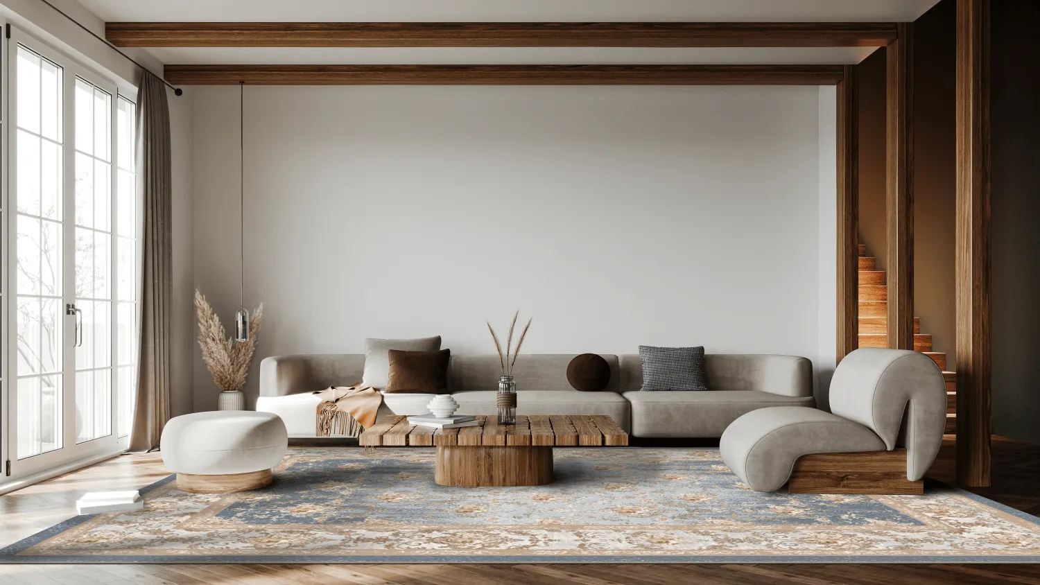 Tapis Wilton - Zafer (gris/beige)